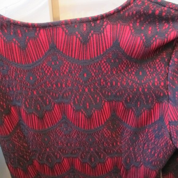 Venus Sexy Lace and Leather Party Top Red and Black.Size Medium - Picture 6 of 9